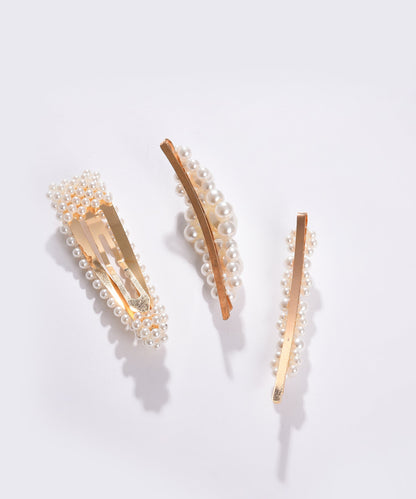 Pack of 3 Gold Plated Pearls Hair Pin