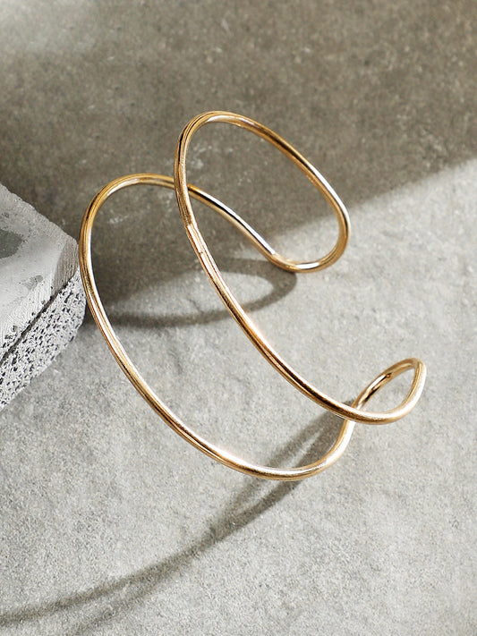 The Minimal Lined Cuff Armlet - California Gold-SOHIAR6197