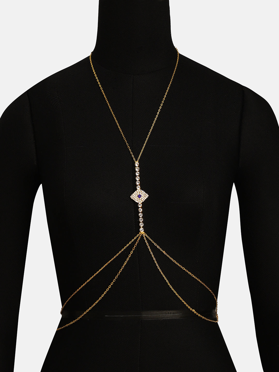 The Evil Eye Décolletage Body Chain - Sapphire Blue & Crystal Silver-SOHIBC6203