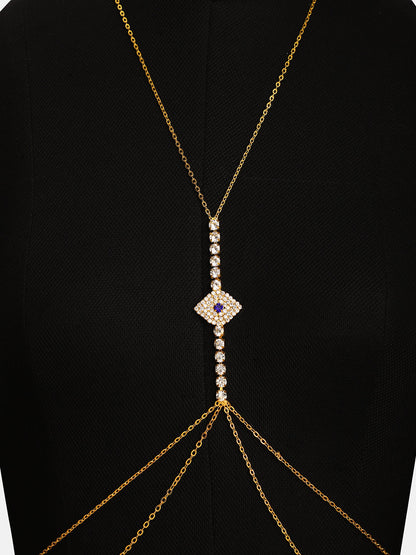 The Evil Eye Décolletage Body Chain - Sapphire Blue & Crystal Silver-SOHIBC6203