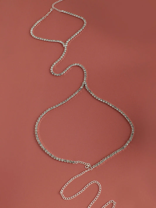 Silver-Toned Silver-Plated Stone-Studded Necklace