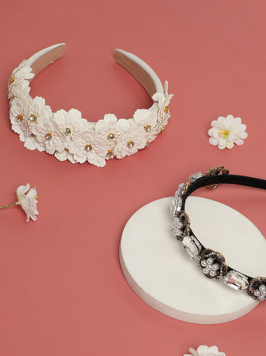 Gilded Elegance Set of 2 Embellished Hairband