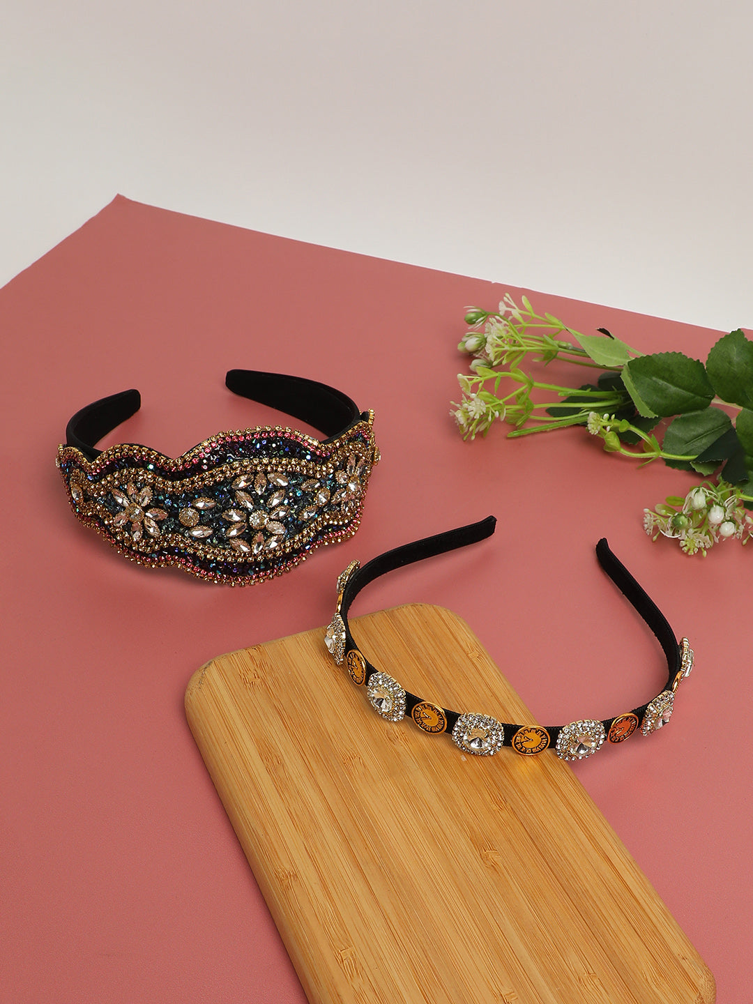 Glamour Statement Set of 2 Embellished Hairband