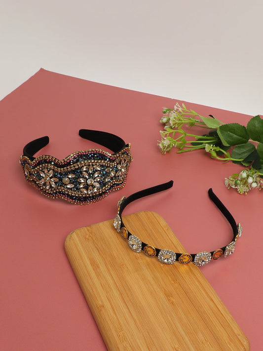 Glamour Statement Set of 2 Embellished Hairband