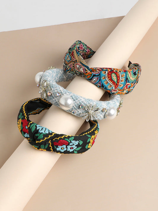 Set of 3 Beaded Hairband