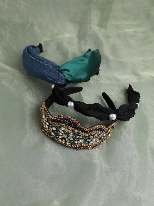 Fashionably Floral Set of 3 Embellished Hairband