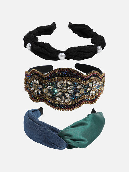 Fashionably Floral Set of 3 Embellished Hairband