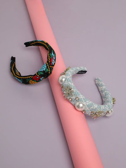 Set of 2 Embellished Hairbands