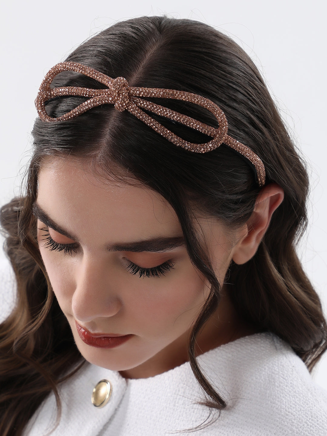 The Bijou Bow Hairband - Antique Gold-SOHIBD6120