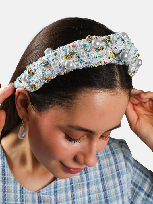 Women's The Tweed Knot Hairband - Ivory White