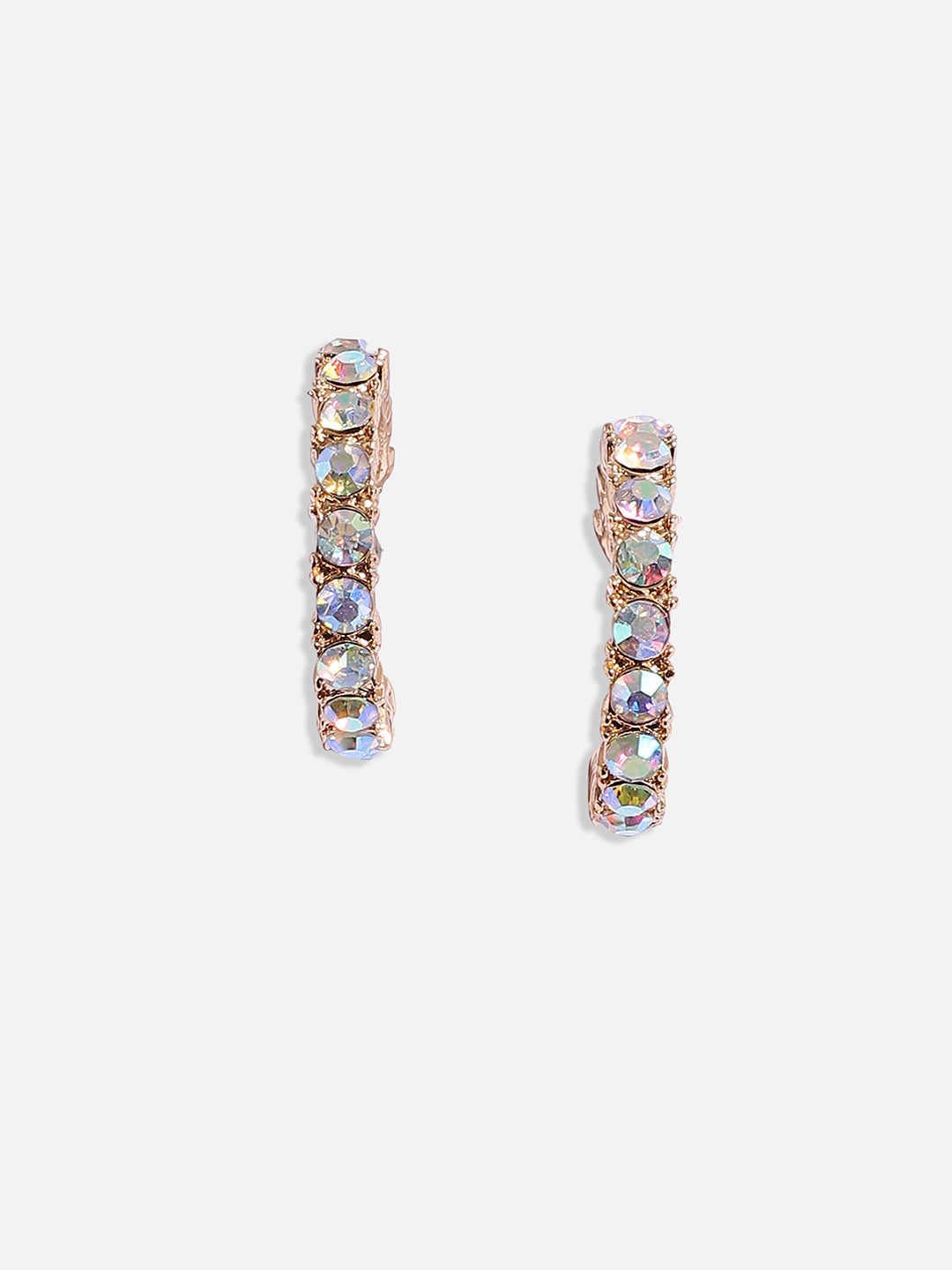 Gold-Plated Stone Studded Contemporary Half Hoop Earrings