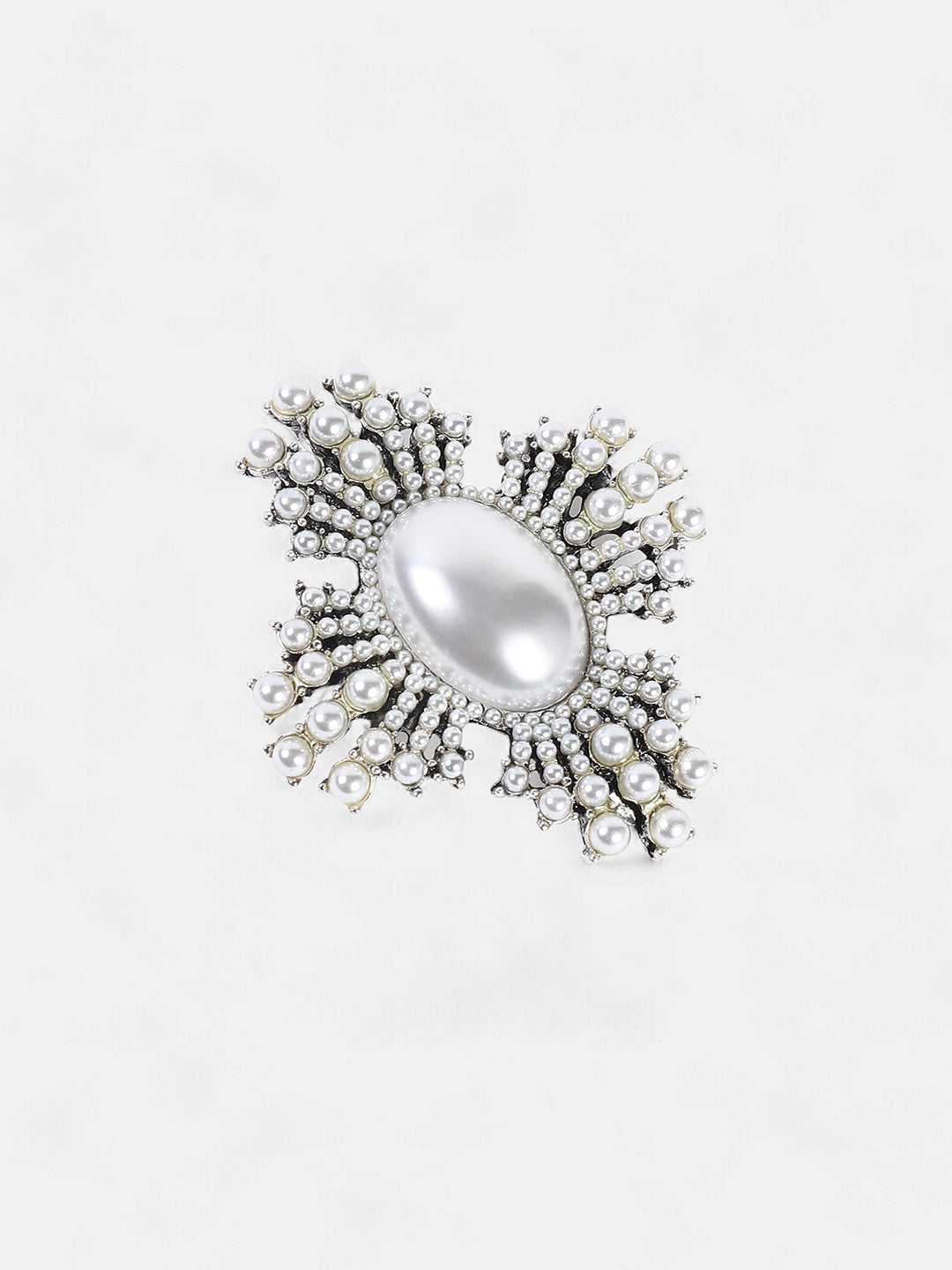 The Rosary Statement Brooch - Pearl White-SOHIBH6215