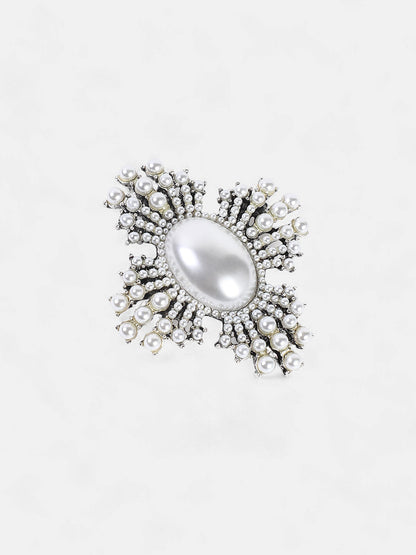 The Rosary Statement Brooch - Pearl White-SOHIBH6215