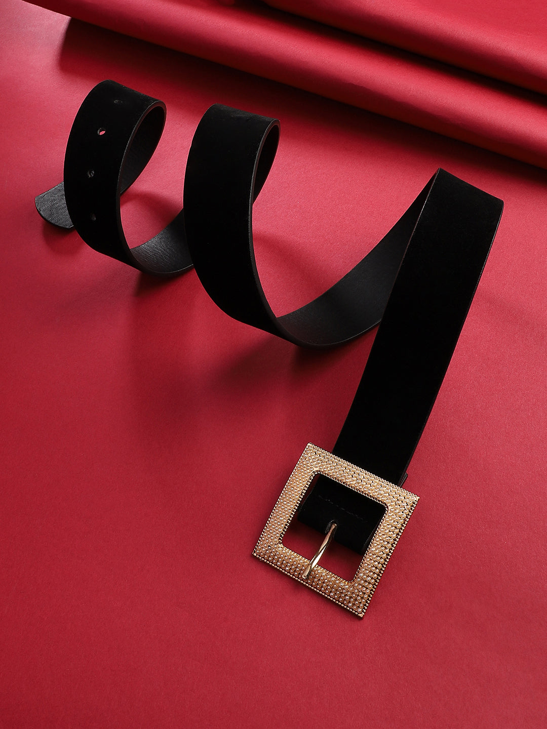 Black Pearl Buckle Waist Belt For Party Wear