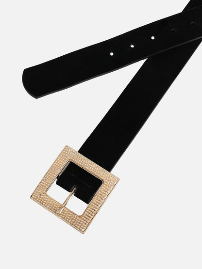 Black Pearl Buckle Waist Belt For Party Wear