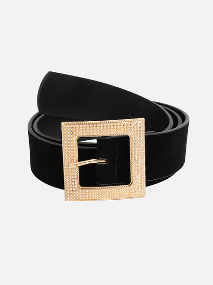 Black Pearl Buckle Waist Belt For Party Wear