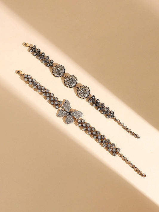 Set Of 2 Gold-Plated Link Bracelet