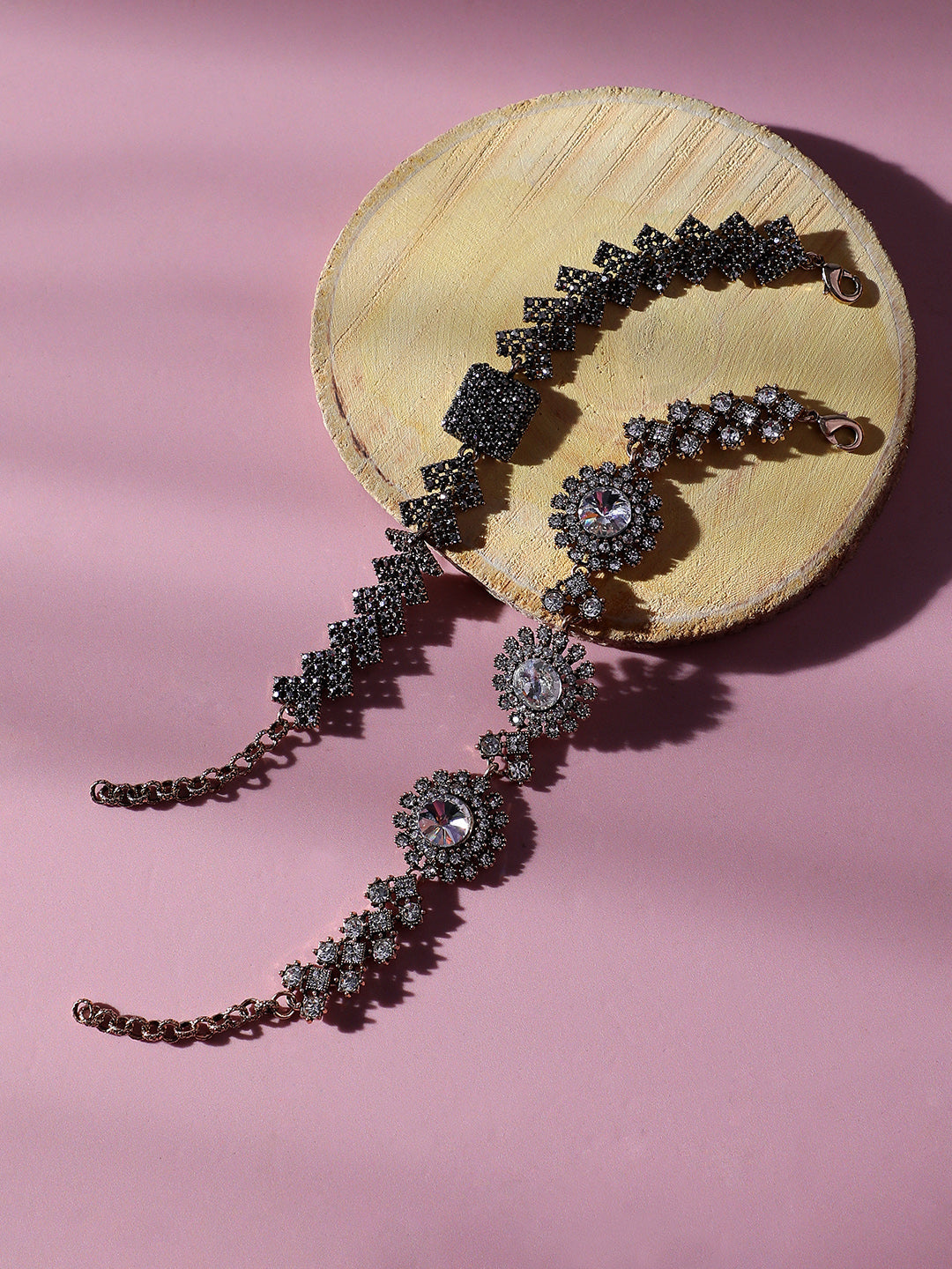 Set Of 2 Gold-Plated Link Bracelet