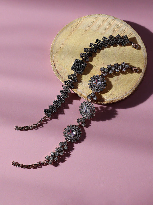 Set Of 2 Gold-Plated Link Bracelet