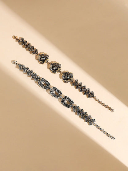 Set Of 2 Gold-Plated Link Bracelet