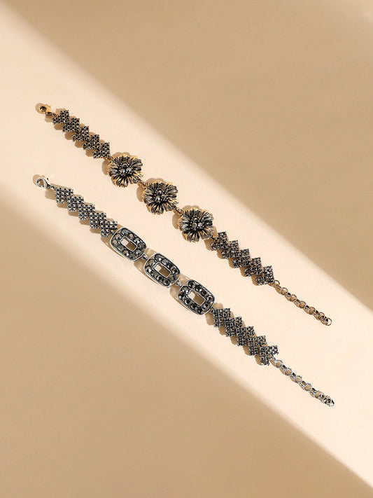 Set Of 2 Gold-Plated Link Bracelet