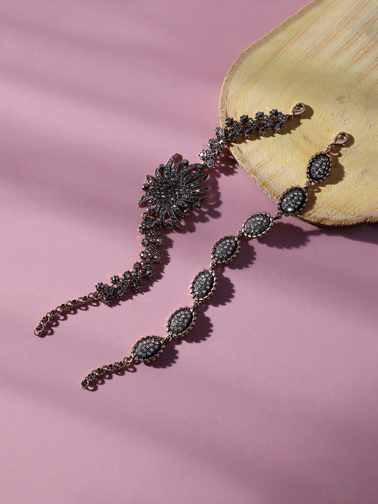 Set Of 2 Crystal-Studded Wraparound Bracelets