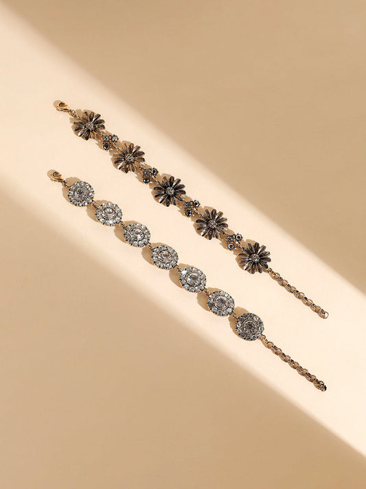 Set Of 2 Gold-Plated Link Bracelet