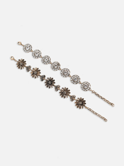Set Of 2 Gold-Plated Link Bracelet
