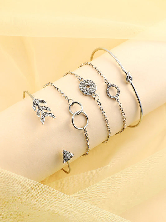 The Celestrial Arrow Multi-Layer Bracelet - Metallic Silver-SOHIBR6190