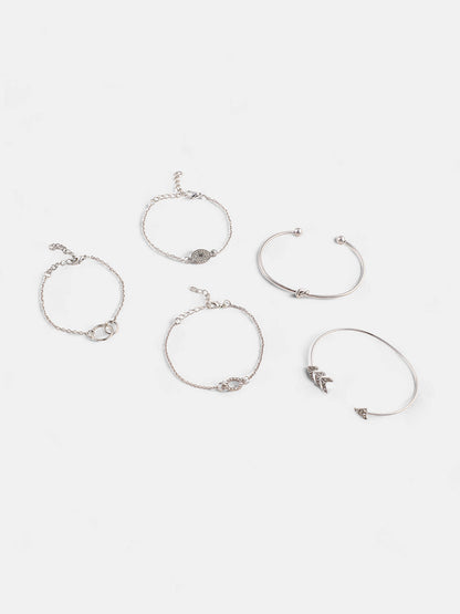 The Celestrial Arrow Multi-Layer Bracelet - Metallic Silver-SOHIBR6190