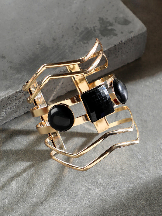 The Cleo Cuff Bracelet - Onyx Black-SOHIBR6192