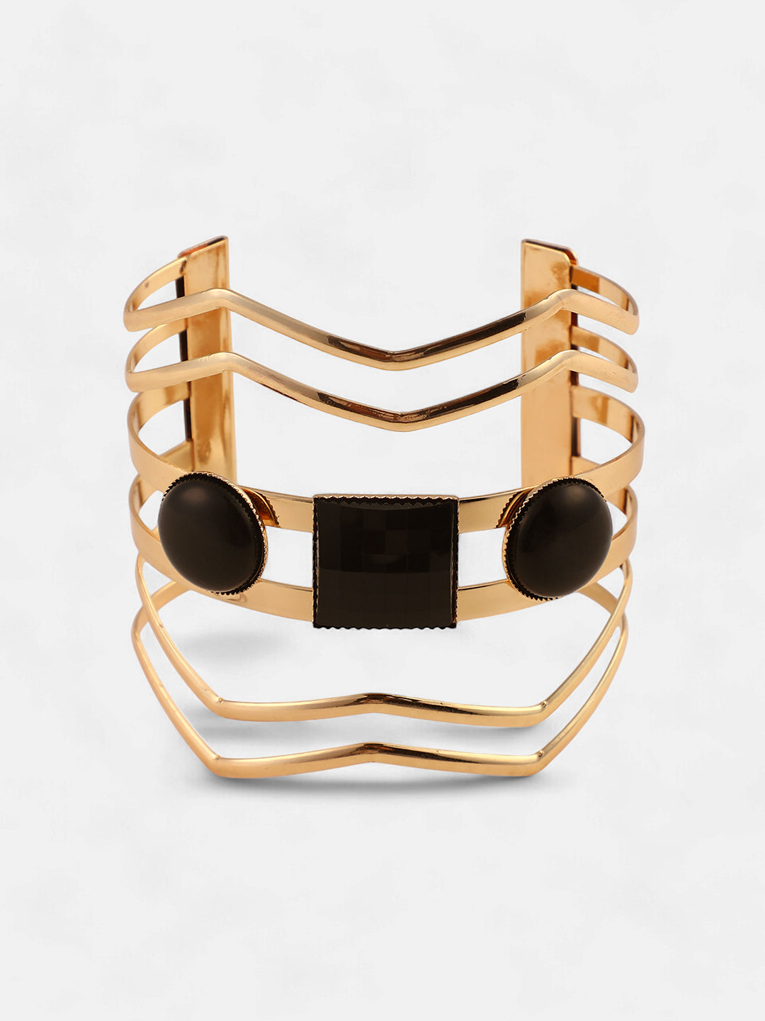 The Cleo Cuff Bracelet - Onyx Black-SOHIBR6192
