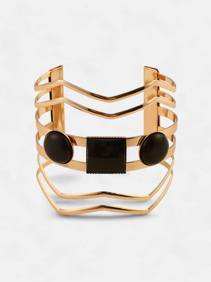 The Cleo Cuff Bracelet - Onyx Black-SOHIBR6192
