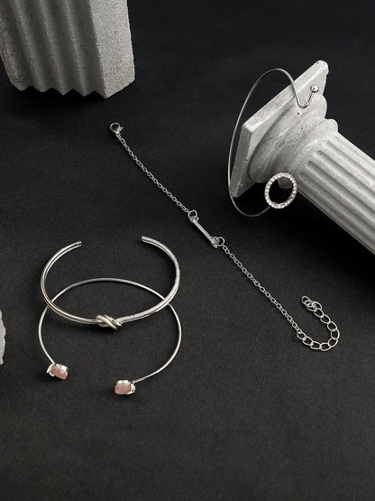 The Duello Multi-Layer Bracelet - Metallic Silver-SOHIBR6199