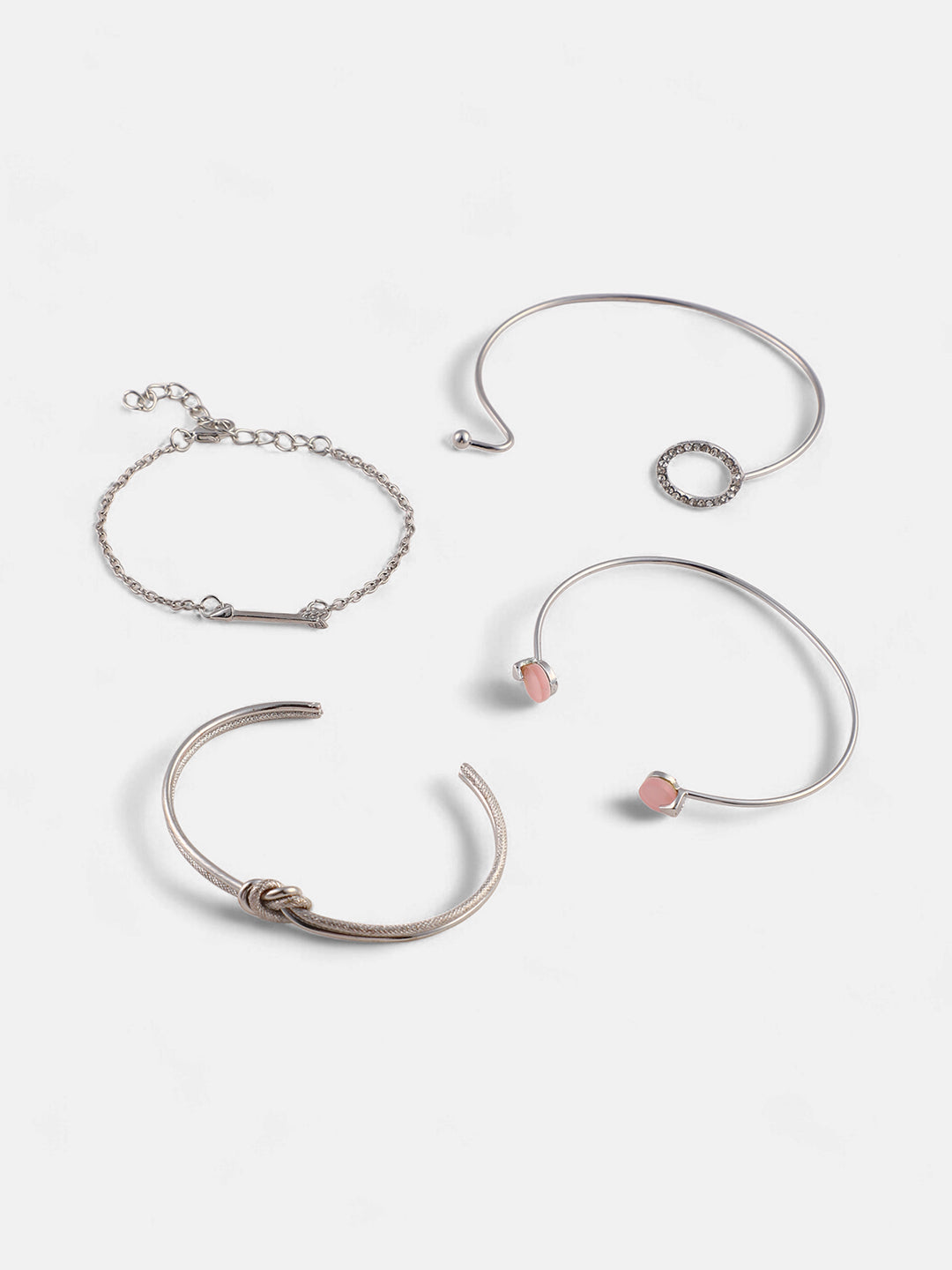 The Duello Multi-Layer Bracelet - Metallic Silver-SOHIBR6199