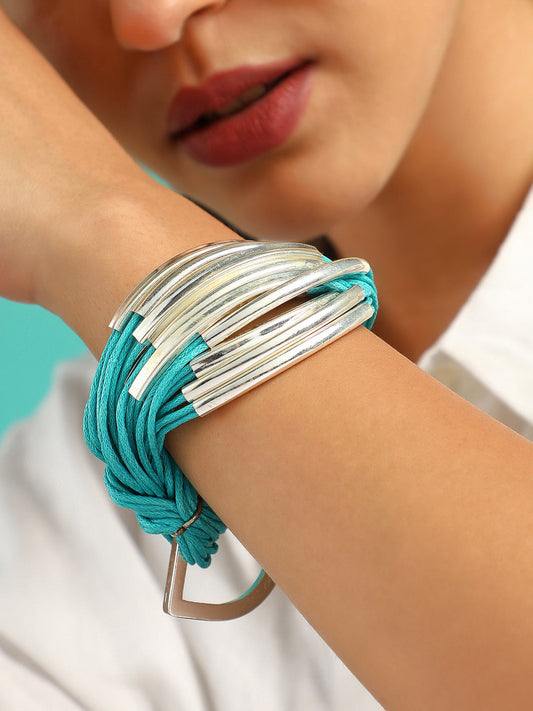 The Filo Statement Bracelet - Sky Blue-SOHIBR6237
