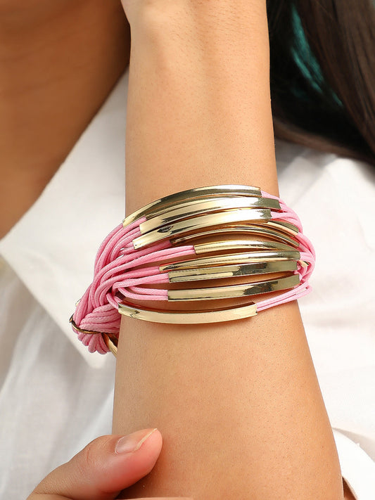 The Filo Statement Bracelet - Rose Pink-SOHIBR6238
