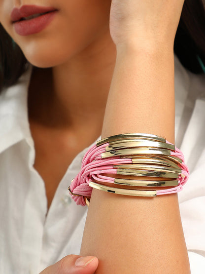 The Filo Statement Bracelet - Rose Pink-SOHIBR6238