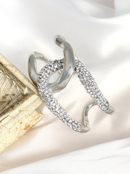 The Opposta Cuff Bracelet - Metallic Silver-SOHIBR6249