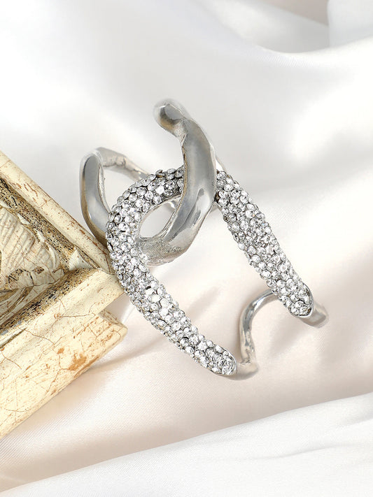 The Opposta Cuff Bracelet - Metallic Silver-SOHIBR6249