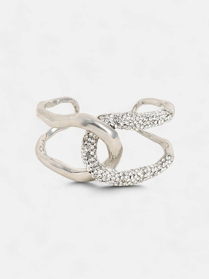 The Opposta Cuff Bracelet - Metallic Silver-SOHIBR6249