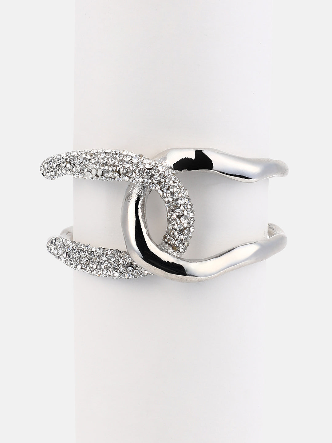The Opposta Cuff Bracelet - Metallic Silver-SOHIBR6249