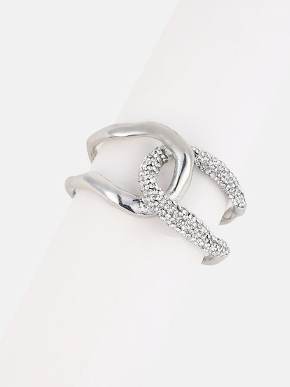 The Opposta Cuff Bracelet - Metallic Silver-SOHIBR6249