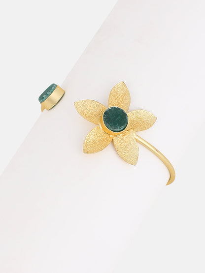 The Flùr Cuff Bracelet - Emerald Green-SOHIBR6250