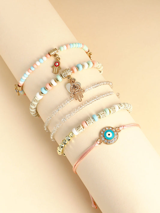 The Hamsa Multi-Layer Bracelet - Multicolour-SOHIBR6253