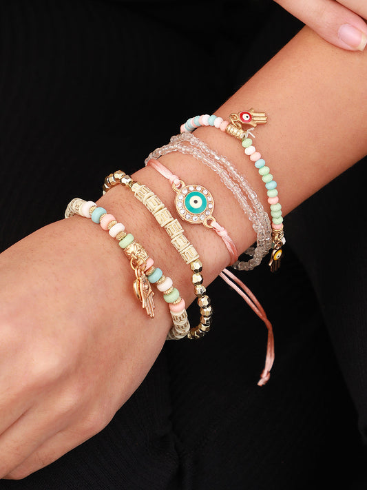 The Hamsa Multi-Layer Bracelet - Multicolour-SOHIBR6253