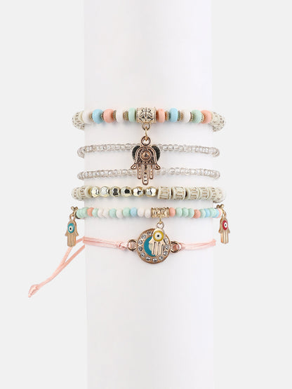 The Hamsa Multi-Layer Bracelet - Multicolour-SOHIBR6253