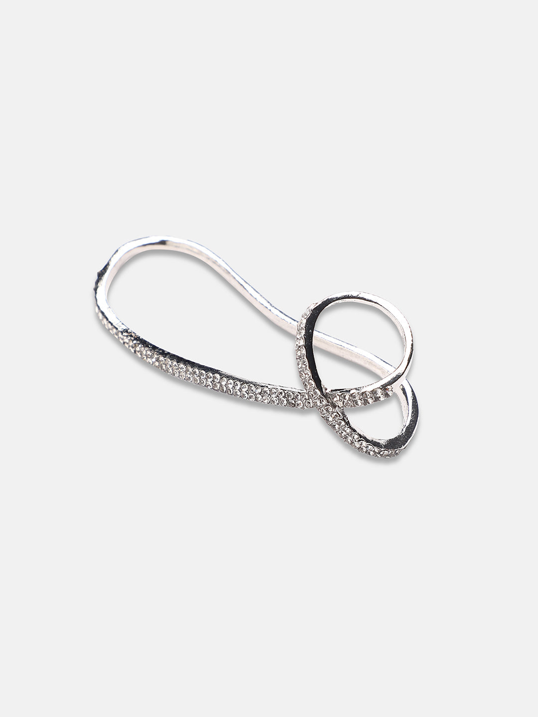 Silver-Plated Stone-Studded Twisted Finger Ring
