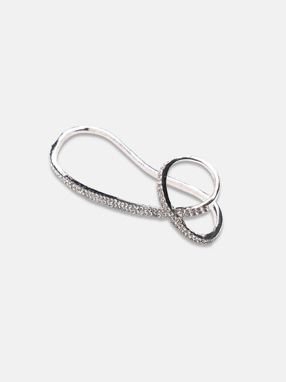 Silver-Plated Stone-Studded Twisted Finger Ring