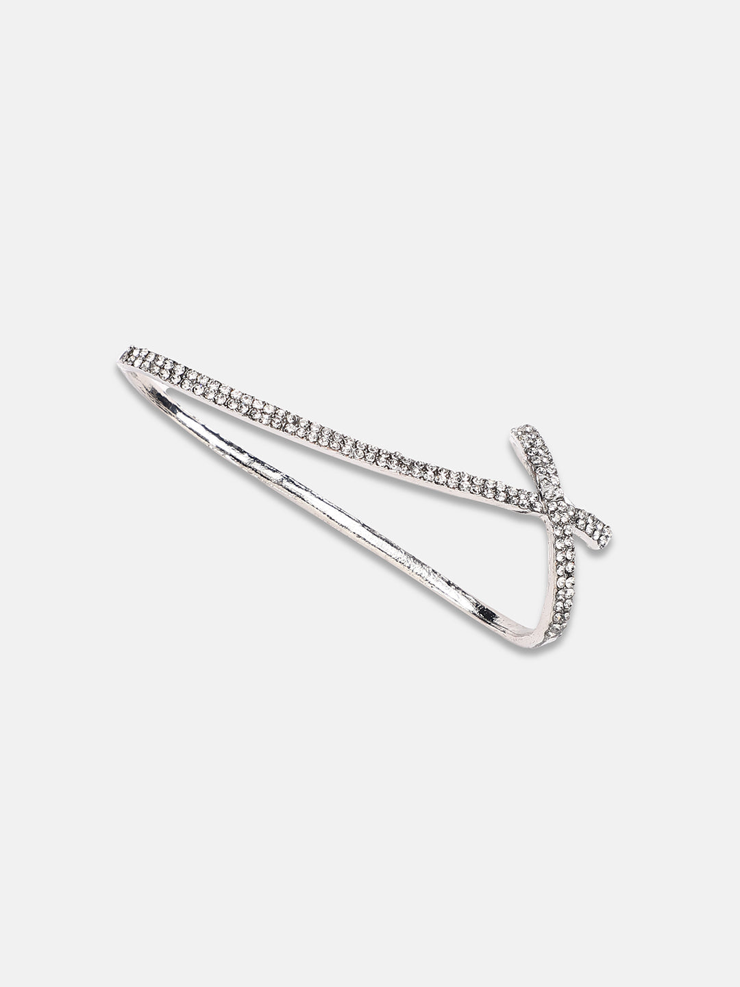 Silver-Plated Stone-Studded Twisted Finger Ring